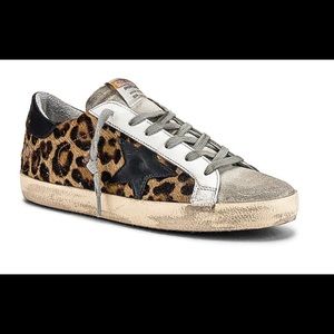 Golden Goose Superstar Sneaker in Snow Leopard & Black, Sz 36